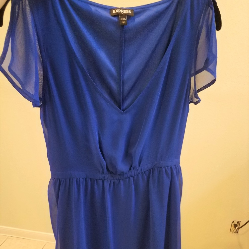Express Blue Dress with Flutter Sleeve (XS) NWOT